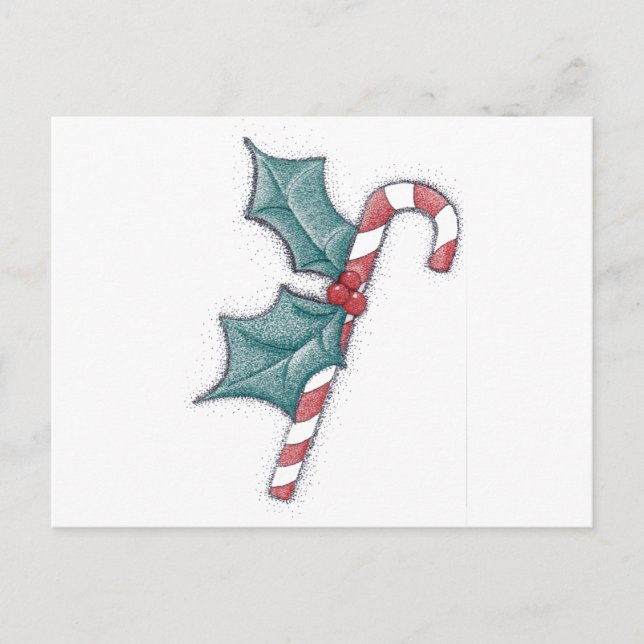 Candy Cane Pointillism Postkarte (Vorderseite)