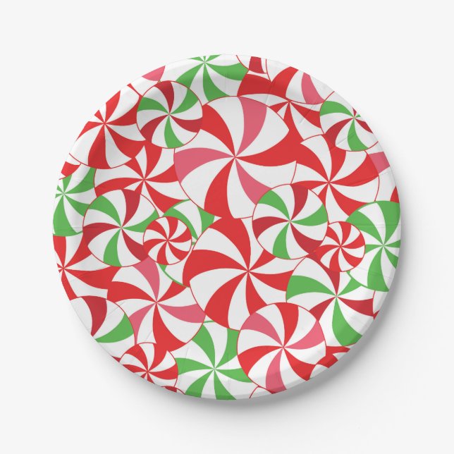 Candy Cane Printed Party Paper Plates Pappteller (Vorderseite)