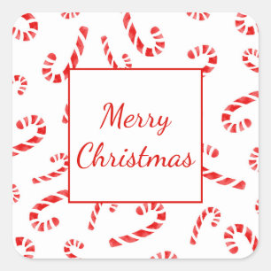 Candy Cane Quadratischer Aufkleber