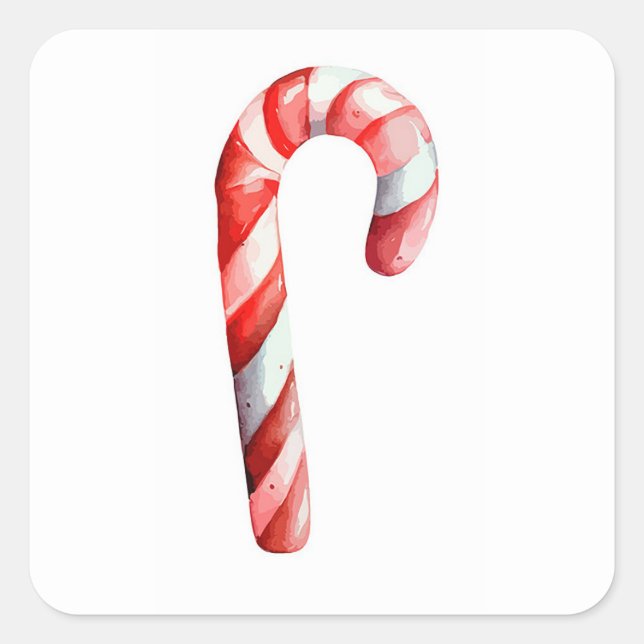 Candy Cane Quadratischer Aufkleber (Vorderseite)