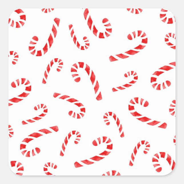 Candy Cane Quadratischer Aufkleber (Vorderseite)