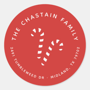 Candy Cane Red Christmas Rücksendeadresse Sticker