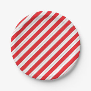 Candy Cane Red Stripes Pappteller