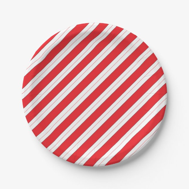 Candy Cane Red Stripes Pappteller (Vorderseite)