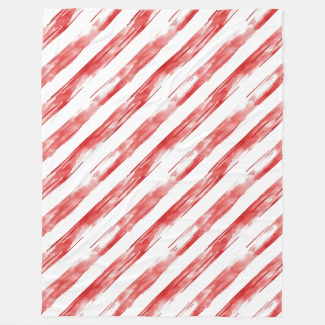 Candy Cane Red Stripes Weihnachten Fleecedecke (Vorderseite)