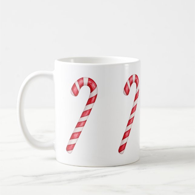 Candy cane red white stripes on pink watercolor  kaffeetasse (Links)