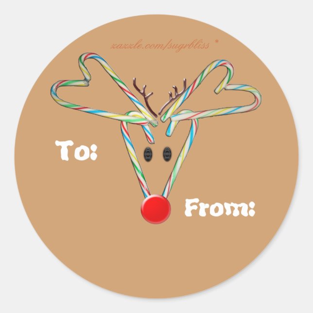Candy Cane Reindeer Aufkleber (Vorderseite)
