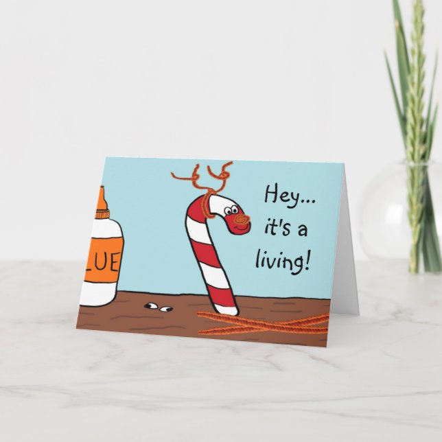 Candy Cane Rentier Weihnachtskarten Feiertagskarte (Vorderseite)