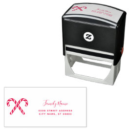 Candy Cane Return Address Self-inking Stamp Permastempel