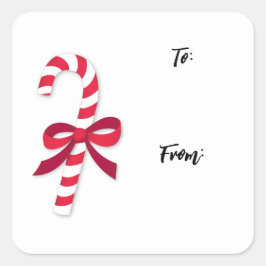 Candy Cane Ribbon Classic Illustration Quadratischer Aufkleber