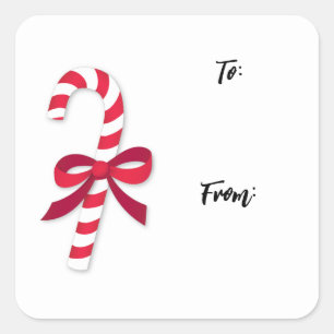 Candy Cane Ribbon Classic Illustration Quadratischer Aufkleber