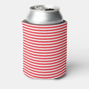 Candy Cane Rot und Weiß einfach, horizontal gestre Dosenkühler