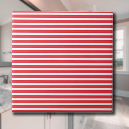 Candy Cane Rot und Weiß einfach, horizontal gestre Fliese