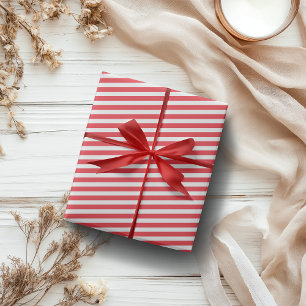 Candy Cane Rot und Weiß einfach, horizontal gestre Geschenkpapier