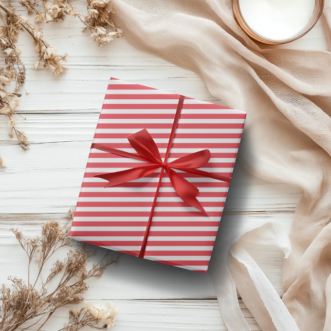 Candy Cane Rot und Weiß einfach, horizontal gestre Geschenkpapier (Von Creator hochgeladen)