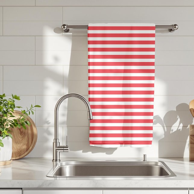 Candy Cane Rot und Weiß einfach, horizontal gestre Geschirrtuch (Von Creator hochgeladen)