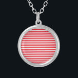 Candy Cane Rot und Weiß einfach, horizontal gestre Versilberte Kette<br><div class="desc">Candy Cane Rot und Weiß einfach horizontal gestreift.</div>