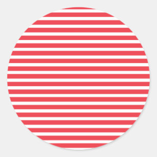 Candy Cane Rot und Weiß Einfach Horizontal Gestrei Runder Aufkleber