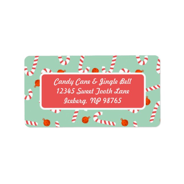 Candy Cane Rücksendeadressen-Aufkleber Adressaufkleber (Vorne)