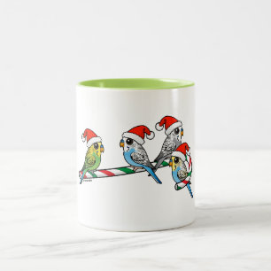 Candy Cane Santa Budgies Zweifarbige Tasse