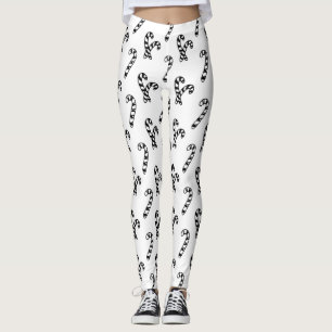 Candy Cane Schwarz-Weiß Muster Leggings