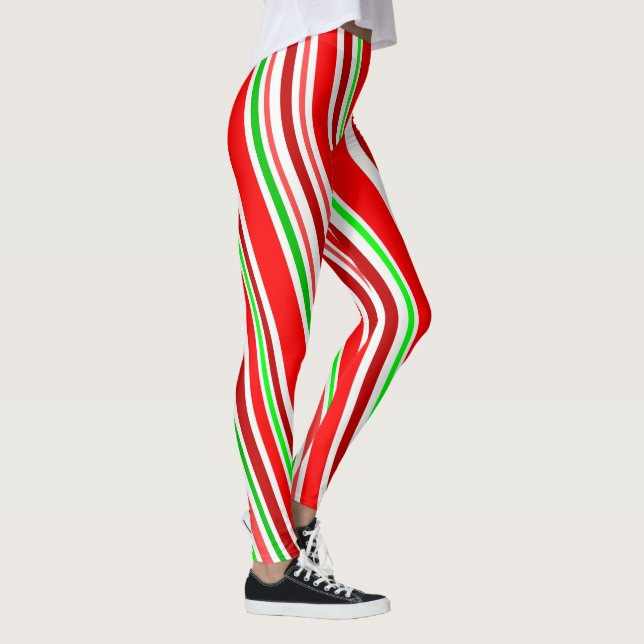 Candy Cane Slimming Spiralstreifen Red White Green Leggings (Rechts)