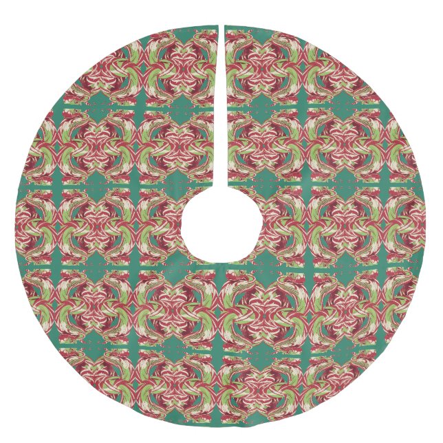 CANDY CANE SNAKE auf SPEARMINT-Baumrock Polyester Weihnachtsbaumdecke (Vorderseite)