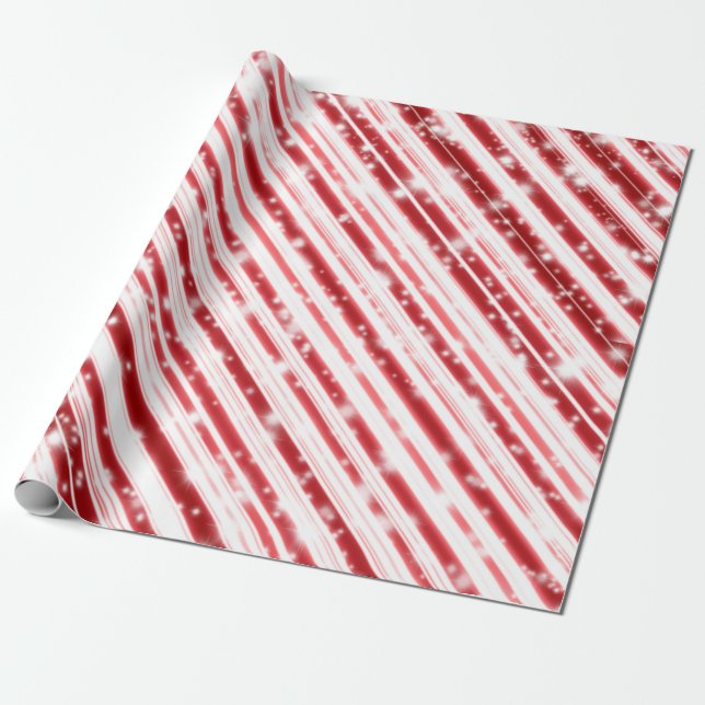 Candy Cane Snow Glitzern Geschenkpapier (Ungerollt)