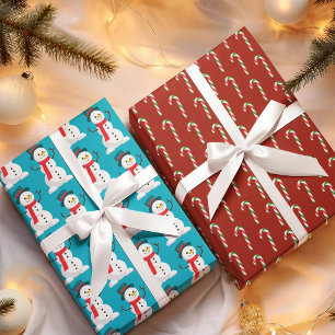 Candy Cane, Snowman & Gingerbrot Geschenkpapier Set