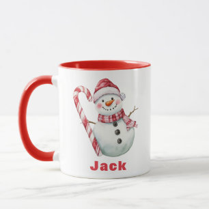 Candy Cane Snowman Vintage Weihnachten Tasse
