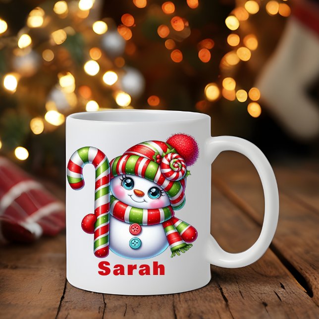 Candy Cane Snowman Weihnachts-Individuelle Name Kaffeetasse (Candy Cane Snowman Christmas Custom Name Coffee Mug
)
