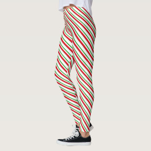Candy Cane Streifen, rot, grün und weiß Leggings
