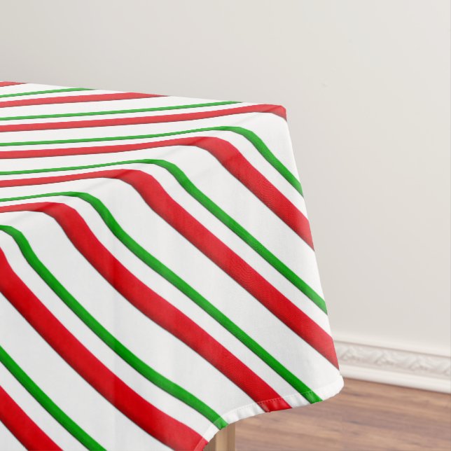 Candy Cane Streifen, rot, grün und weiß Tischdecke (Beispiel)