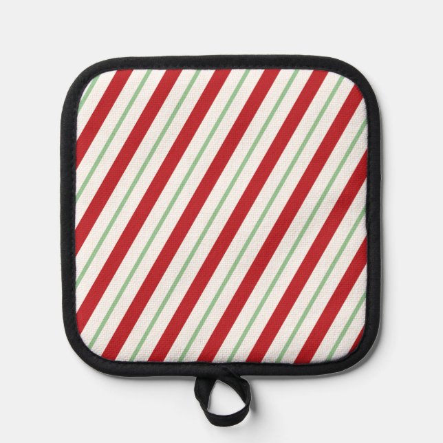 Candy Cane Streifen Weihnachts Topflappen (Vorderseite)