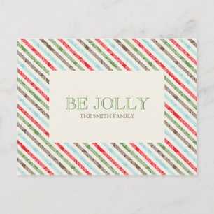 Candy Cane Strip and Damask Holiday Postkarten