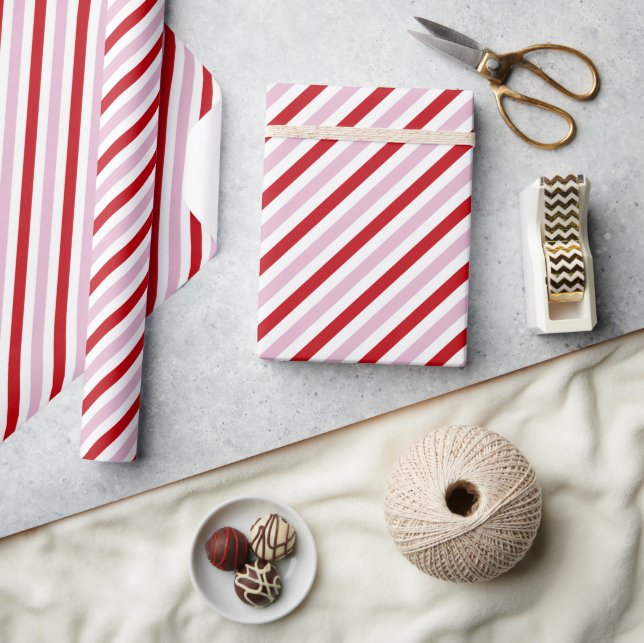 Candy Cane Strip Wrapping Paper Geschenkpapier (Kunsthandwerk)