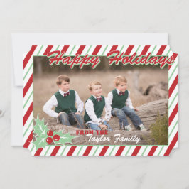 Candy Cane Stripe Foto-Karte Feiertagskarte