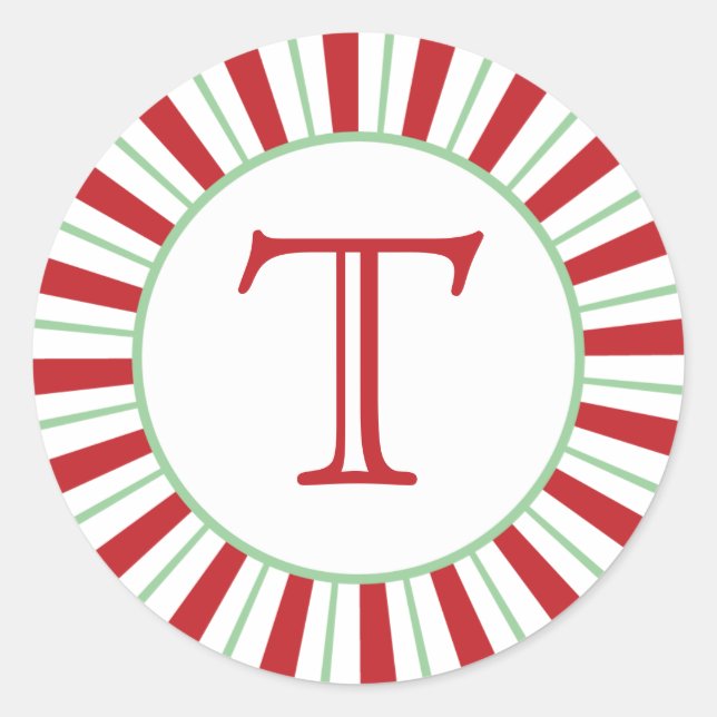 Candy Cane Stripe | Holiday Monogram Sticker (Vorderseite)