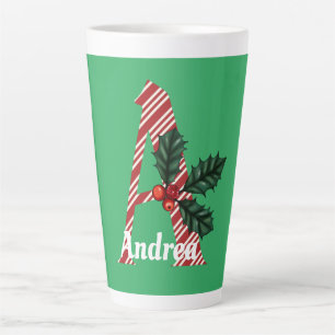 Candy Cane Stripe Letter A Large Christmas Milchtasse
