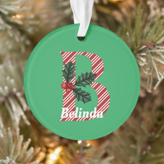 Candy Cane Stripe Letter B Große Weihnachten Ornament (Baum)