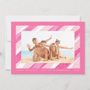 Candy Cane Stripe Pink Holiday Foto Card Feiertagskarte