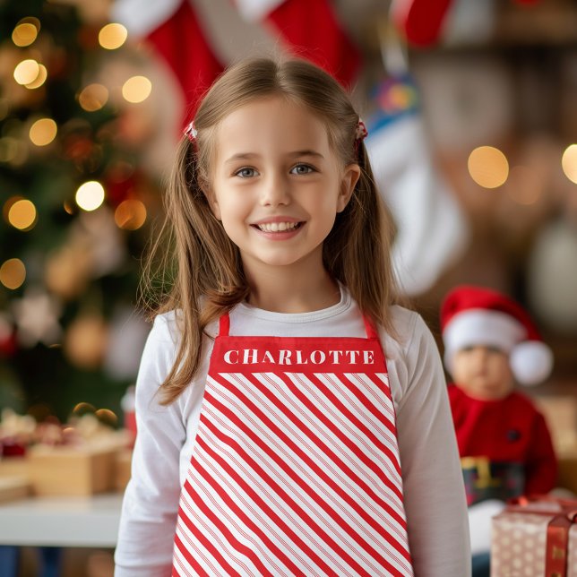 Candy Cane Stripe Weihnachtsname Schürze (Von Creator hochgeladen)