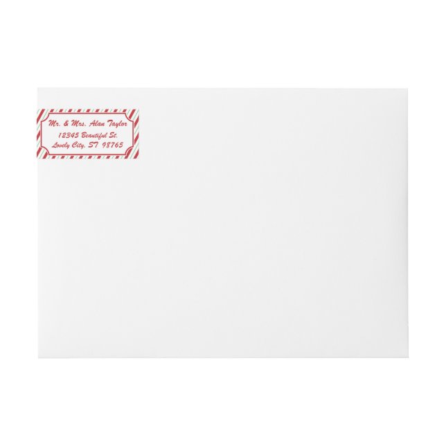 Candy Cane Stripe Wraparound Address Label (Vorderseite)