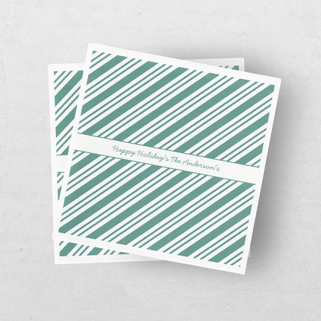 Candy Cane Striped Green Weihnachtsfeiertag Serviette (Von Creator hochgeladen)