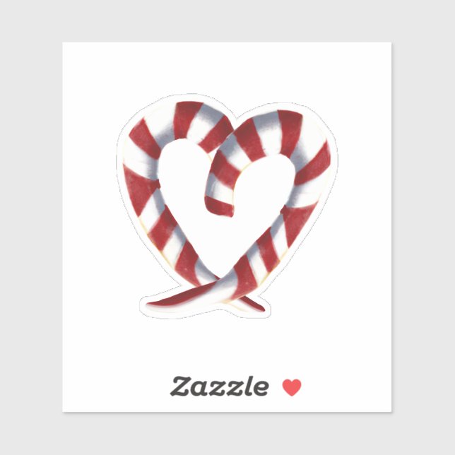 Candy Cane Striped Herz Aufkleber (Blatt)