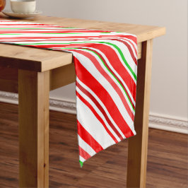 Candy Cane Stripes Christmas Red White Green Mittelgroßer Tischläufer