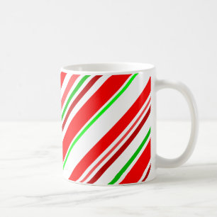 Candy Cane Stripes Diagonal Red Green Tasse