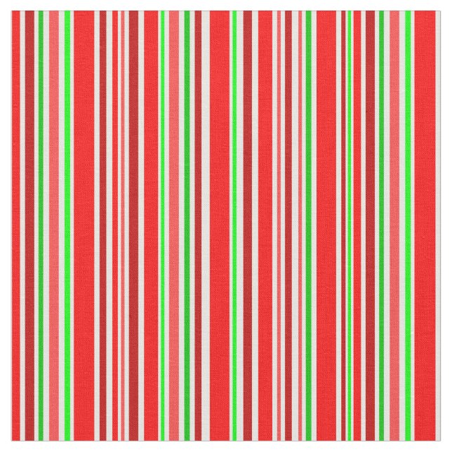 Candy Cane Stripes Festivals Red White Green Stoff (Nahaufnahme)