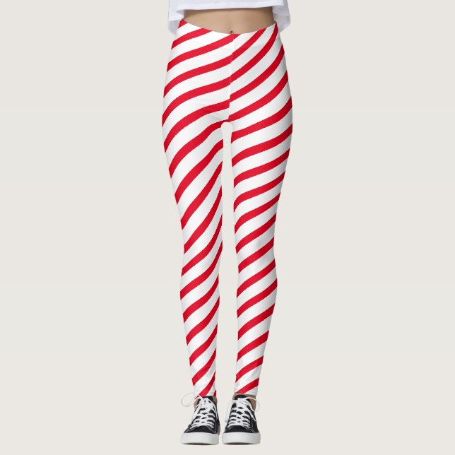 Candy Cane Stripes Fitness Leggings (Vorderseite)