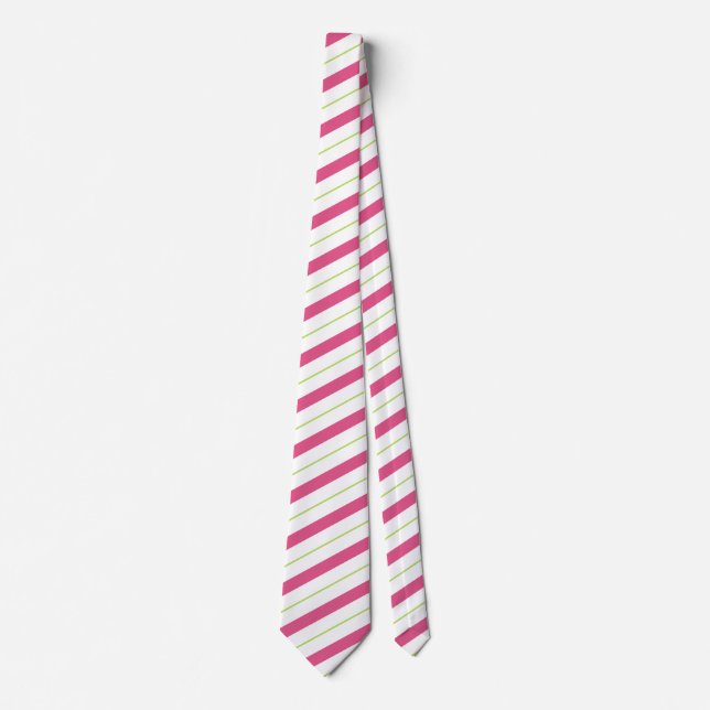 Candy Cane Stripes Pink & Green Neck Tie Krawatte (Vorderseite)